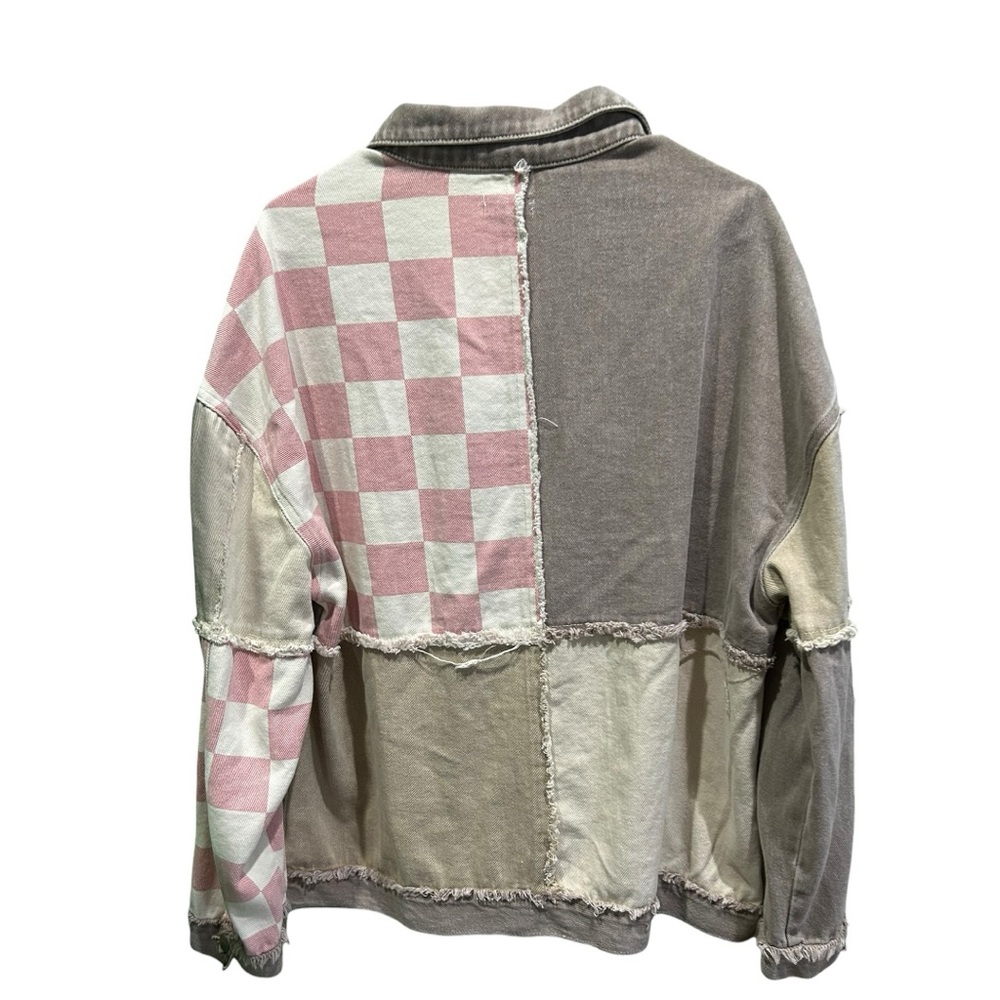 POL Patchwork Oversized Jacket Size M Pink Checke… - image 4